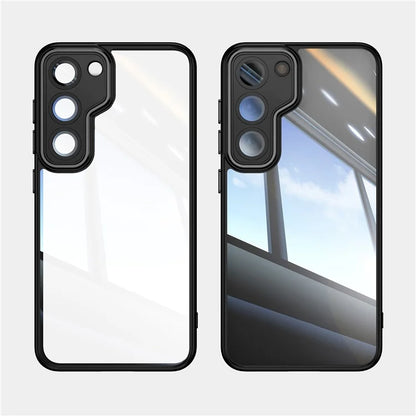 For Samsung Galaxy S23 Case TPU + Acrylic Drop-Proof Metal Buttons Phone Cover