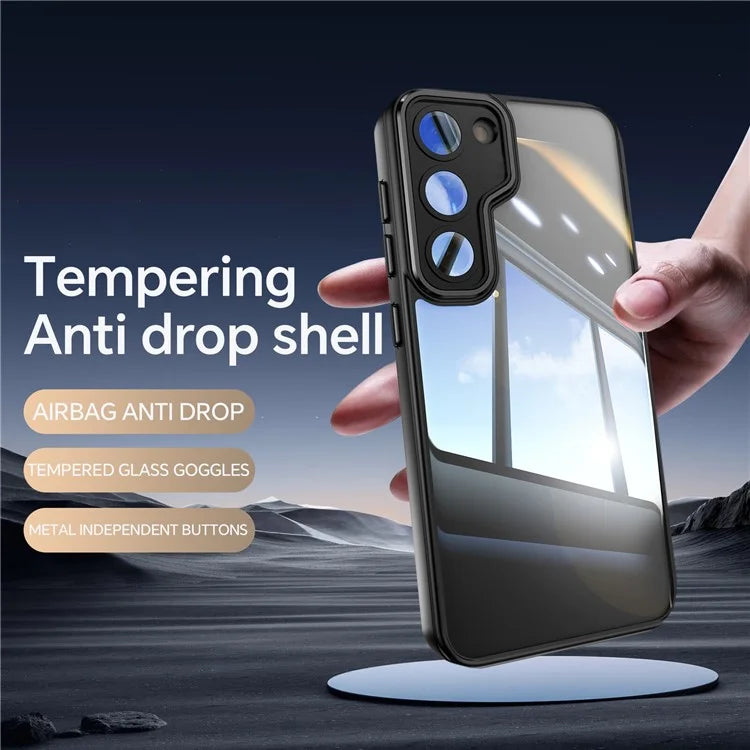 For Samsung Galaxy S23 Case TPU + Acrylic Drop-Proof Metal Buttons Phone Cover