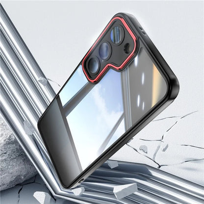 For Samsung Galaxy S23 Case TPU + Acrylic Drop-Proof Metal Buttons Phone Cover+Red