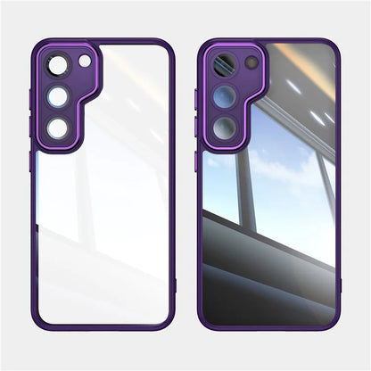 For Samsung Galaxy S23 Case TPU + Acrylic Drop-Proof Metal Buttons Phone Cover