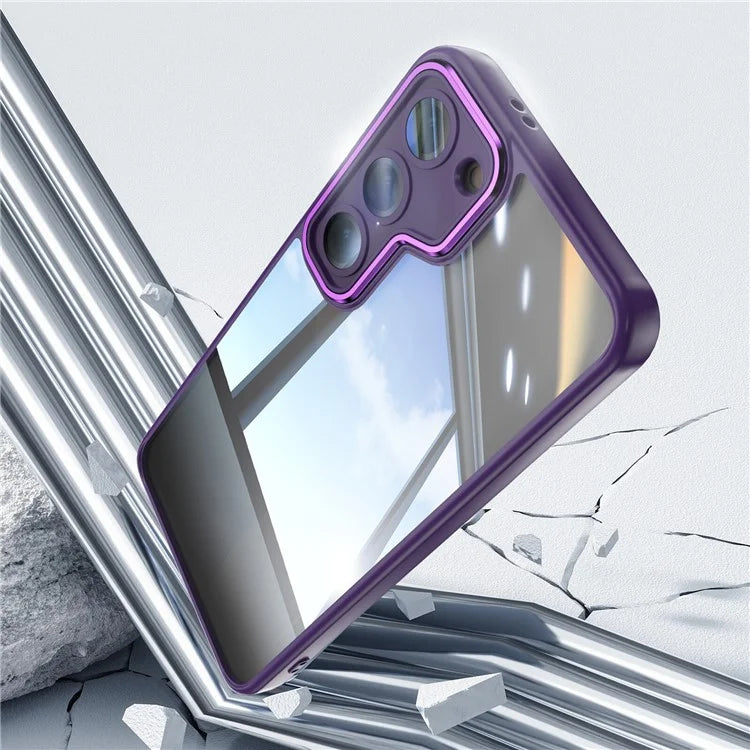 For Samsung Galaxy S23 Case TPU + Acrylic Drop-Proof Metal Buttons Phone Cover