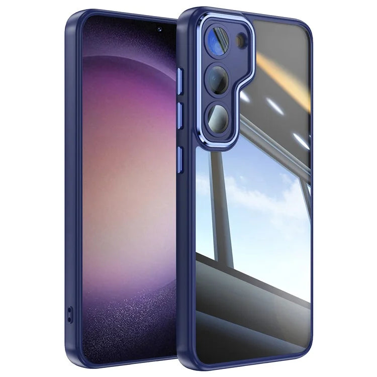 For Samsung Galaxy S23 Case TPU + Acrylic Drop-Proof Metal Buttons Phone Cover
