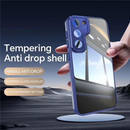 For Samsung Galaxy S23 Case TPU + Acrylic Drop-Proof Metal Buttons Phone Cover