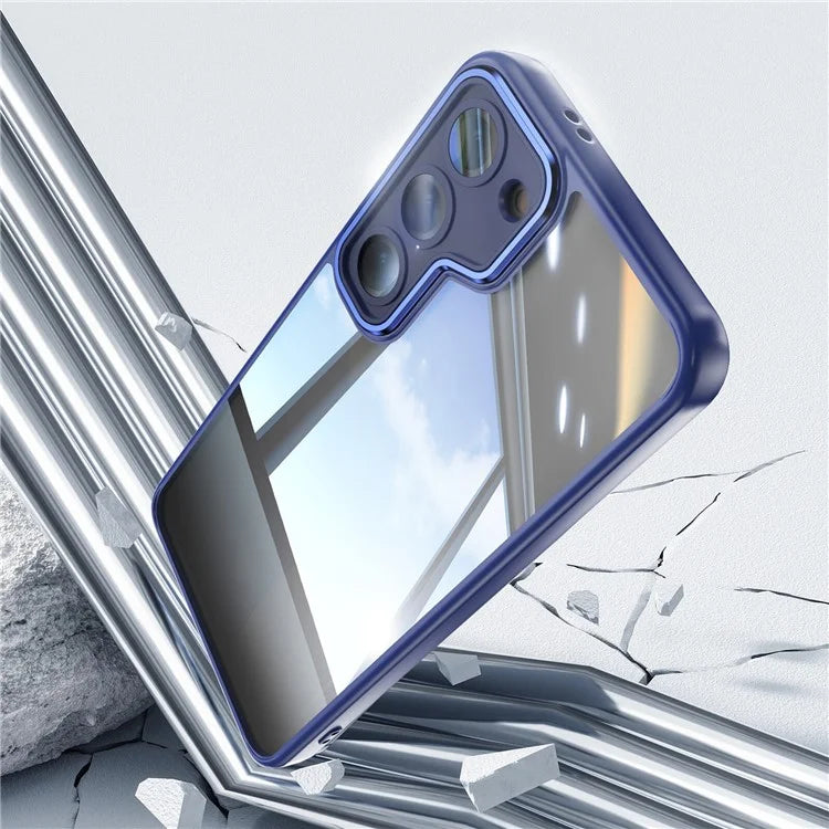 For Samsung Galaxy S23 Case TPU + Acrylic Drop-Proof Metal Buttons Phone Cover
