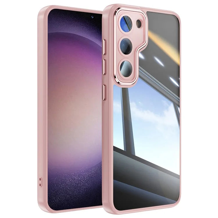 For Samsung Galaxy S23 Case TPU + Acrylic Drop-Proof Metal Buttons Phone Cover