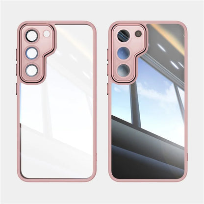 For Samsung Galaxy S23 Case TPU + Acrylic Drop-Proof Metal Buttons Phone Cover