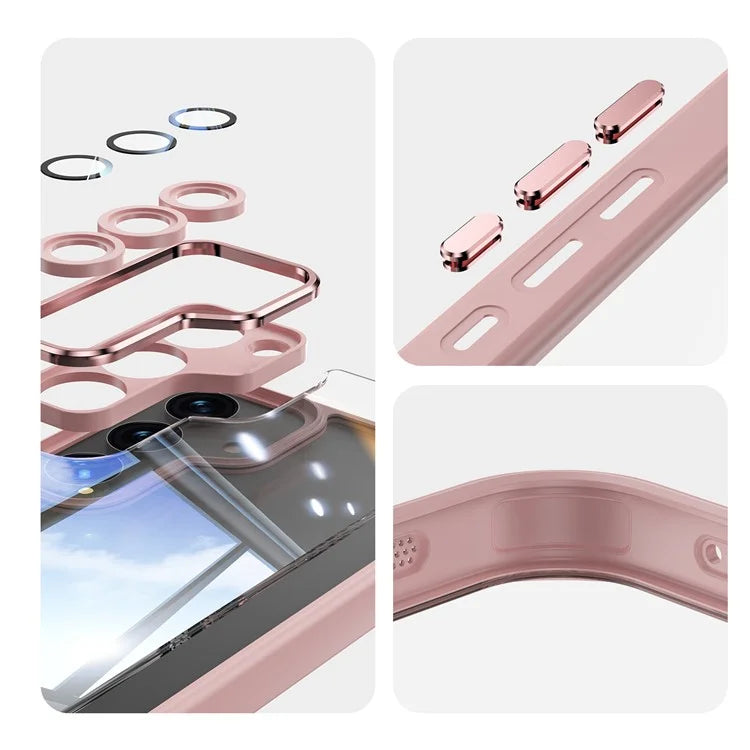 For Samsung Galaxy S23 Case TPU + Acrylic Drop-Proof Metal Buttons Phone Cover