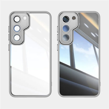 For Samsung Galaxy S23 Case TPU + Acrylic Drop-Proof Metal Buttons Phone Cover