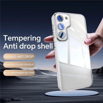 For Samsung Galaxy S23 Case TPU + Acrylic Drop-Proof Metal Buttons Phone Cover
