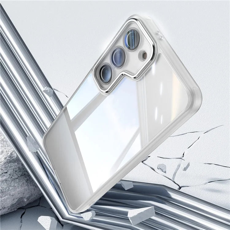 For Samsung Galaxy S23 Case TPU + Acrylic Drop-Proof Metal Buttons Phone Cover