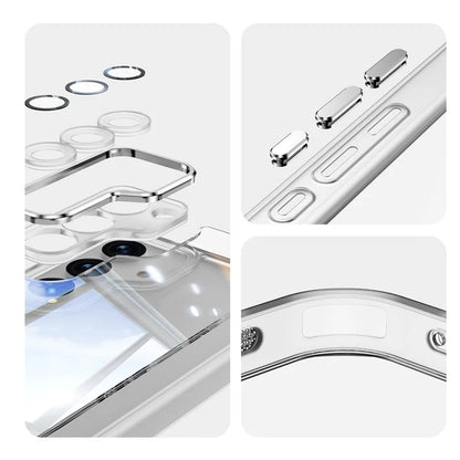 For Samsung Galaxy S23 Case TPU + Acrylic Drop-Proof Metal Buttons Phone Cover
