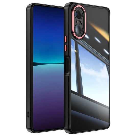 For Sony Xperia 10 VI Protective Case Silky Touch TPU + Acrylic Airbag Phone Cover with Metal Buttons  /  Red