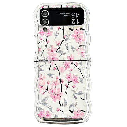 For Samsung Galaxy Z Flip3 5G Case Flower Pattern Electroplated Wavy Edge Soft TPU Phone Cover