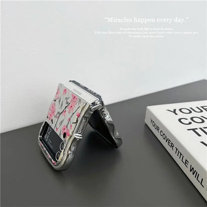 For Samsung Galaxy Z Flip3 5G Case Flower Pattern Electroplated Wavy Edge Soft TPU Phone Cover