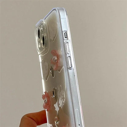 For iPhone 14 Case 3D Flower Rabbit Decor Drop Protection TPU+PC Epoxy Phone Cover