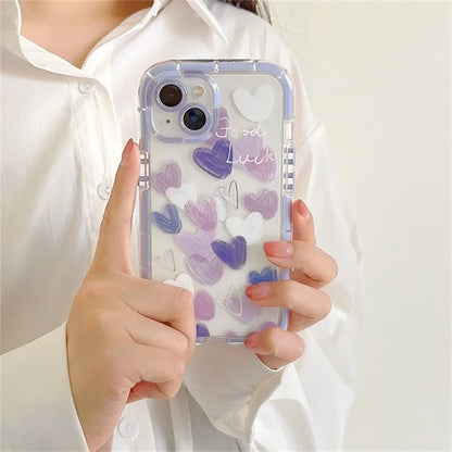 For iPhone 14 TPU Case Anti-Drop Phone Protective Cover Luminous Graffiti Heart Pattern Design