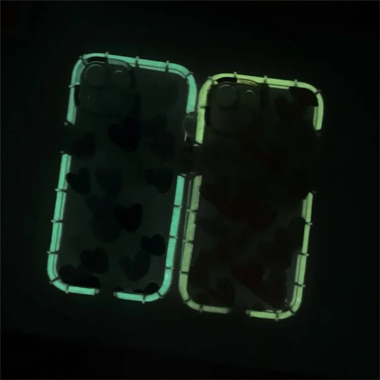 For iPhone 14 TPU Case Anti-Drop Phone Protective Cover Luminous Graffiti Heart Pattern Design