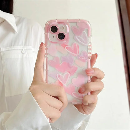 For iPhone 14 TPU Case Anti-Drop Phone Protective Cover Luminous Graffiti Heart Pattern Design