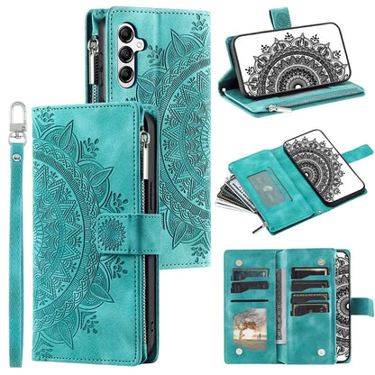 For Samsung Galaxy M55 5G / C55 5G / F55 5G Wallet Case Zipper Pocket Flip Leather Mandala Totem Phone Cover