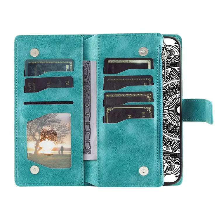 For Samsung Galaxy M55 5G / C55 5G / F55 5G Wallet Case Zipper Pocket Flip Leather Mandala Totem Phone Cover