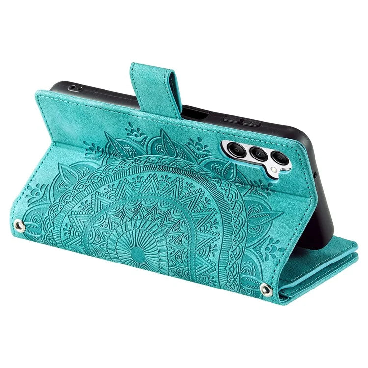 For Samsung Galaxy M55 5G / C55 5G / F55 5G Wallet Case Zipper Pocket Flip Leather Mandala Totem Phone Cover