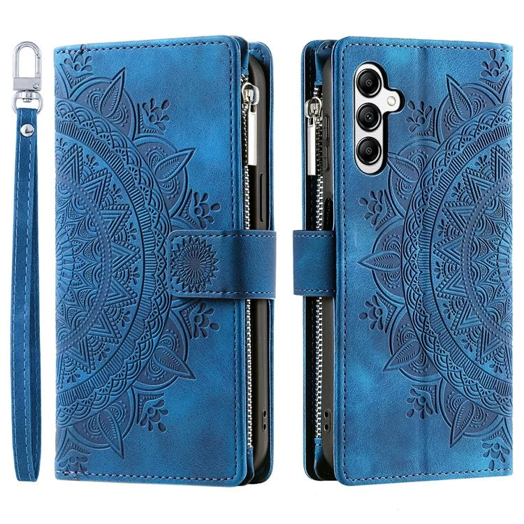 For Samsung Galaxy M55 5G / C55 5G / F55 5G Wallet Case Zipper Pocket Flip Leather Mandala Totem Phone Cover