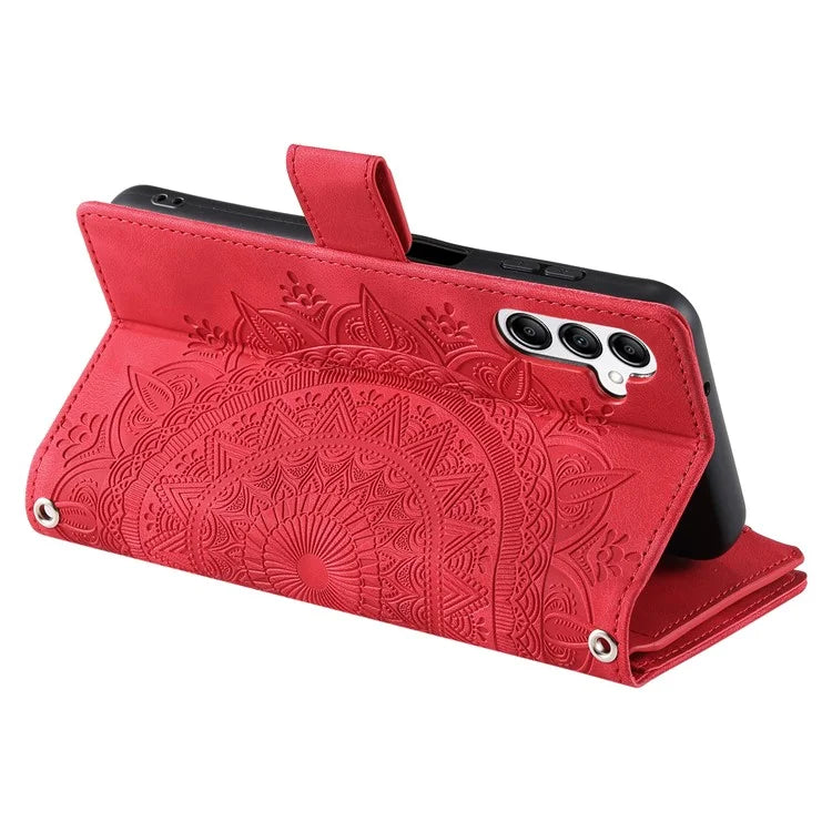 For Samsung Galaxy M55 5G / C55 5G / F55 5G Wallet Case Zipper Pocket Flip Leather Mandala Totem Phone Cover