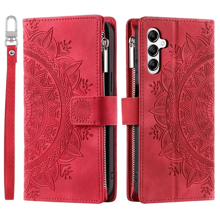 For Samsung Galaxy M55 5G / C55 5G / F55 5G Wallet Case Zipper Pocket Flip Leather Mandala Totem Phone Cover
