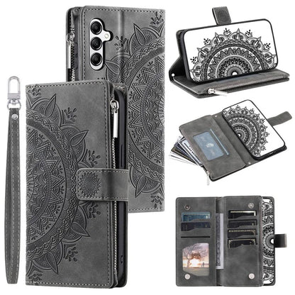 For Samsung Galaxy M55 5G / C55 5G / F55 5G Wallet Case Zipper Pocket Flip Leather Mandala Totem Phone Cover