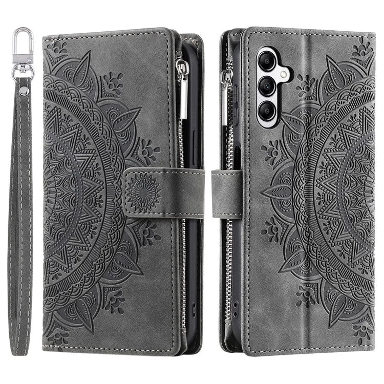 For Samsung Galaxy M55 5G / C55 5G / F55 5G Wallet Case Zipper Pocket Flip Leather Mandala Totem Phone Cover