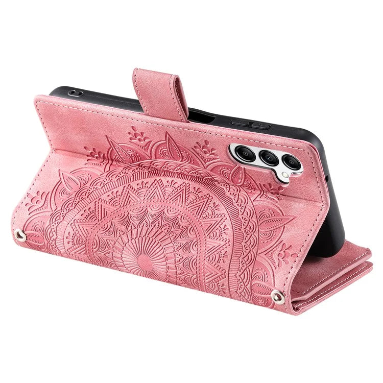 For Samsung Galaxy M55 5G / C55 5G / F55 5G Wallet Case Zipper Pocket Flip Leather Mandala Totem Phone Cover