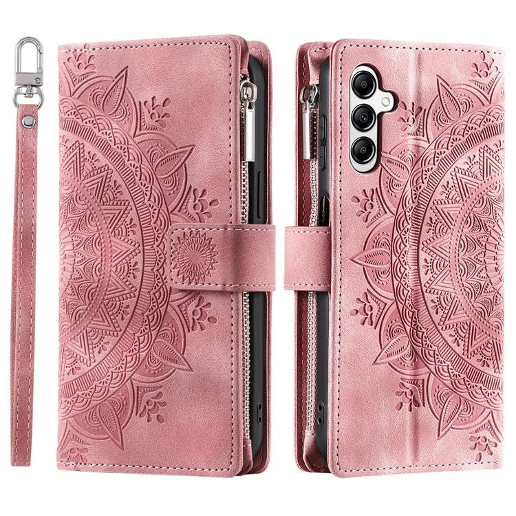 For Samsung Galaxy M55 5G / C55 5G / F55 5G Wallet Case Zipper Pocket Flip Leather Mandala Totem Phone Cover