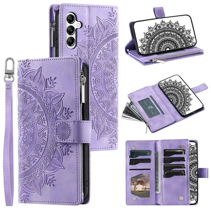 For Samsung Galaxy M55 5G / C55 5G / F55 5G Wallet Case Zipper Pocket Flip Leather Mandala Totem Phone Cover