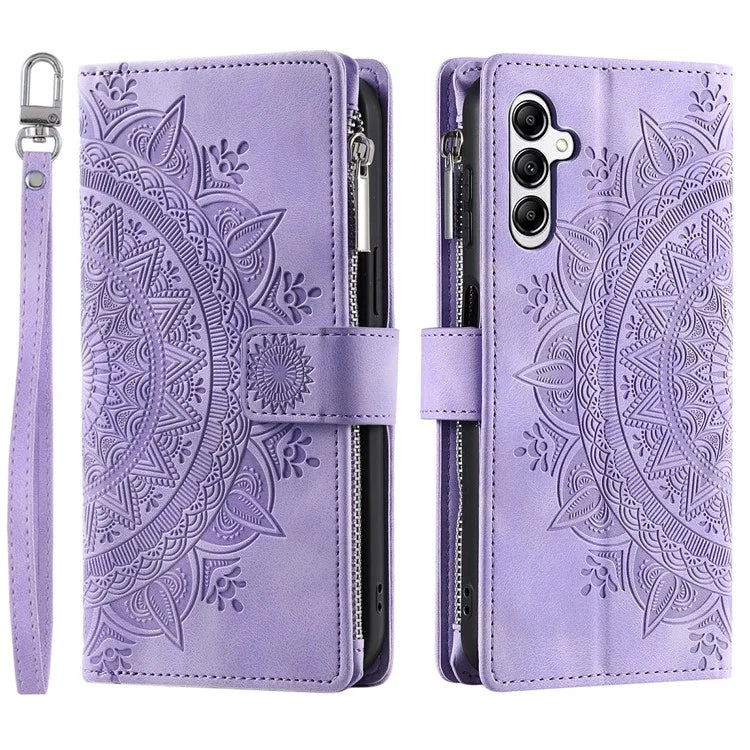 For Samsung Galaxy M55 5G / C55 5G / F55 5G Wallet Case Zipper Pocket Flip Leather Mandala Totem Phone Cover