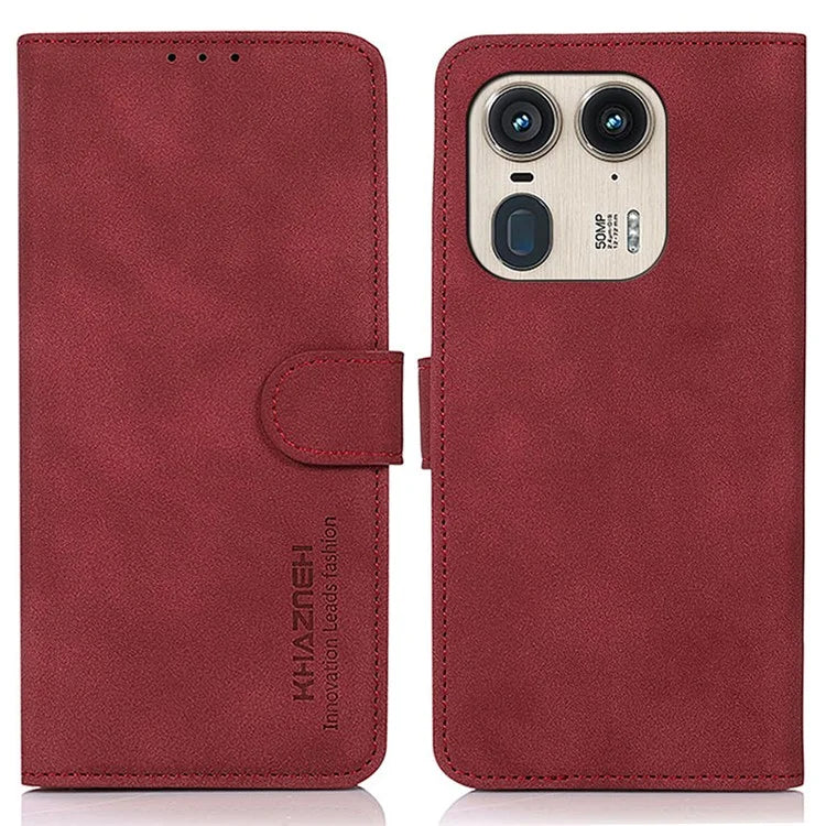KHAZNEH For Motorola Edge 50 Ultra 5G / Moto X50 Ultra 5G Magnetic Case Texture Leather Soft Touch Mobile Phone Cover