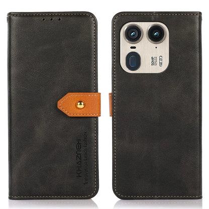 KHAZNEH For Motorola Edge 50 Ultra 5G / Moto X50 Ultra 5G Case PU Leather Phone Cover Gold Magnetic Buckle Decor