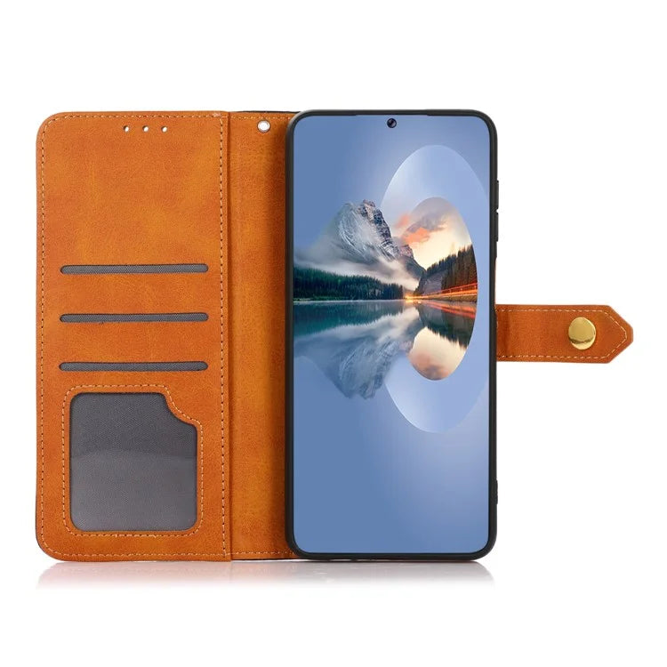 KHAZNEH For Motorola Edge 50 Ultra 5G / Moto X50 Ultra 5G Case PU Leather Phone Cover Gold Magnetic Buckle Decor