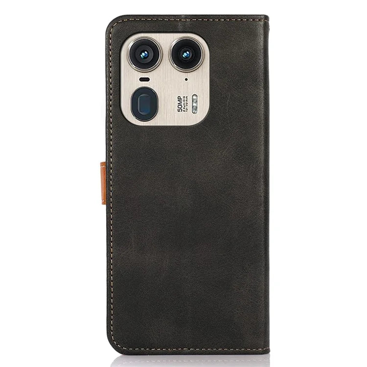 KHAZNEH For Motorola Edge 50 Ultra 5G / Moto X50 Ultra 5G Case PU Leather Phone Cover Gold Magnetic Buckle Decor