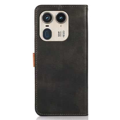 KHAZNEH For Motorola Edge 50 Ultra 5G / Moto X50 Ultra 5G Case PU Leather Phone Cover Gold Magnetic Buckle Decor