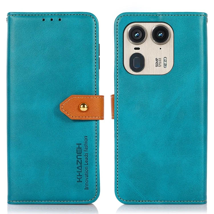 KHAZNEH For Motorola Edge 50 Ultra 5G / Moto X50 Ultra 5G Case PU Leather Phone Cover Gold Magnetic Buckle Decor