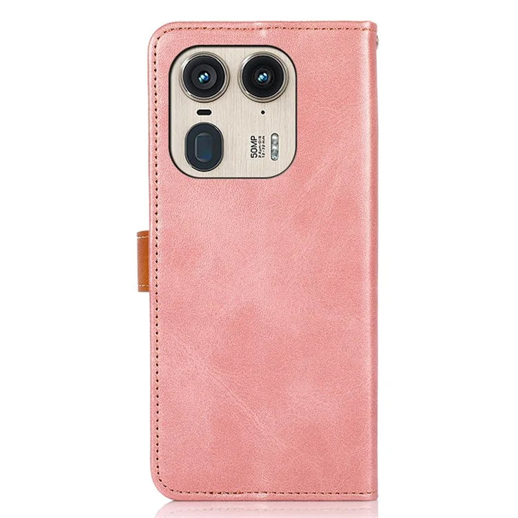 KHAZNEH For Motorola Edge 50 Ultra 5G / Moto X50 Ultra 5G Case PU Leather Phone Cover Gold Magnetic Buckle Decor