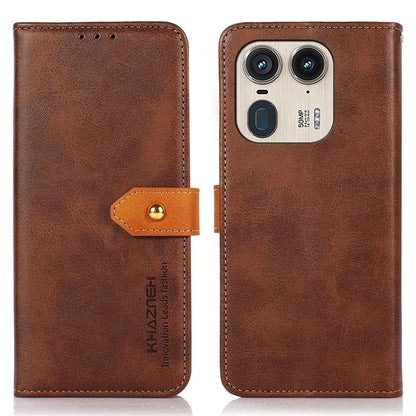 KHAZNEH For Motorola Edge 50 Ultra 5G / Moto X50 Ultra 5G Case PU Leather Phone Cover Gold Magnetic Buckle Decor