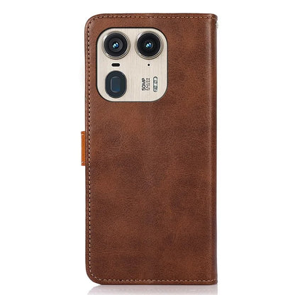 KHAZNEH For Motorola Edge 50 Ultra 5G / Moto X50 Ultra 5G Case PU Leather Phone Cover Gold Magnetic Buckle Decor