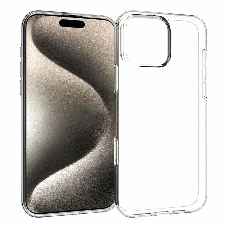 For iPhone 16 Pro Max Clear Case Glossy Surface Watermark-Free TPU Phone Cover