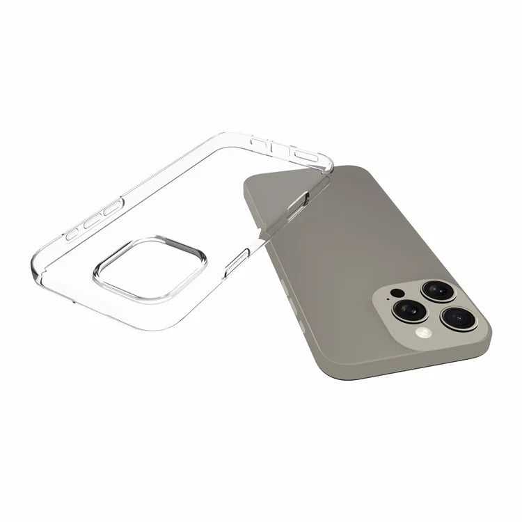 For iPhone 16 Pro Max Clear Case Glossy Surface Watermark-Free TPU Phone Cover