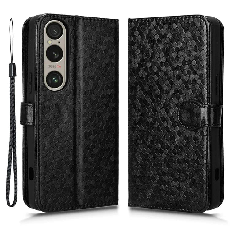 For Sony Xperia 1 VI Wallet Case Stand Leather Phone Cover Dot Imprinted