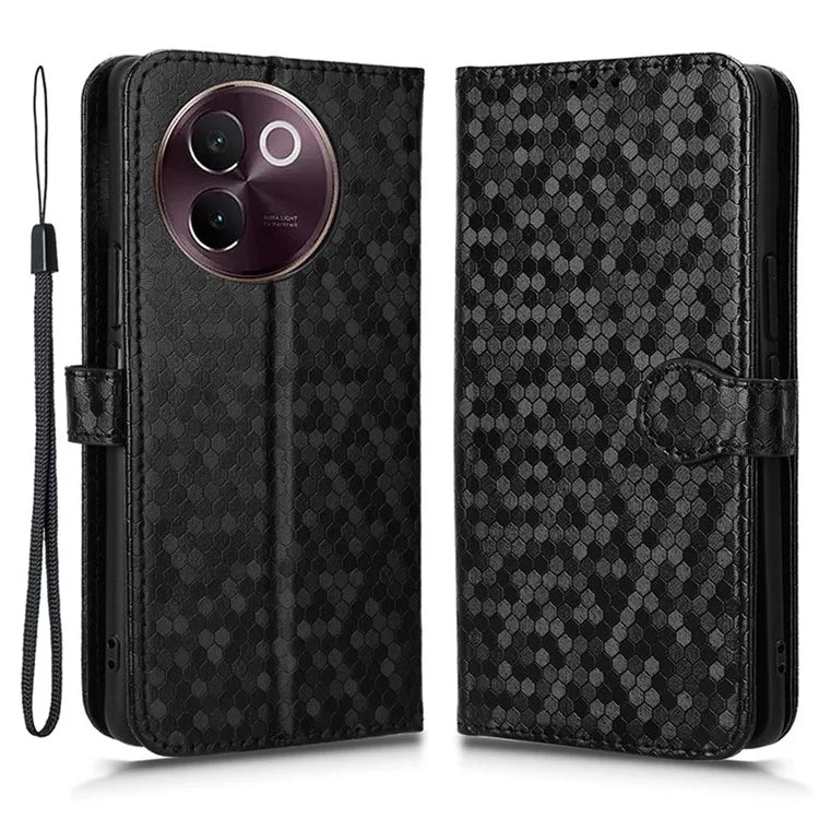 For vivo V30e 5G Case Shockproof Dot Imprinted PU Leather Flip Phone Wallet Cover