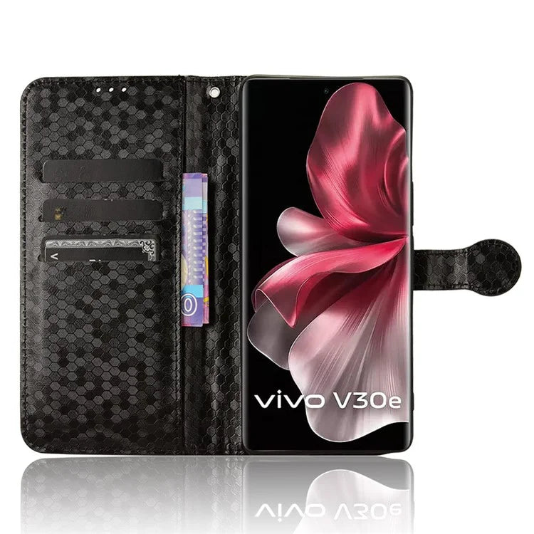 For vivo V30e 5G Case Shockproof Dot Imprinted PU Leather Flip Phone Wallet Cover