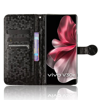 For vivo V30e 5G Case Shockproof Dot Imprinted PU Leather Flip Phone Wallet Cover
