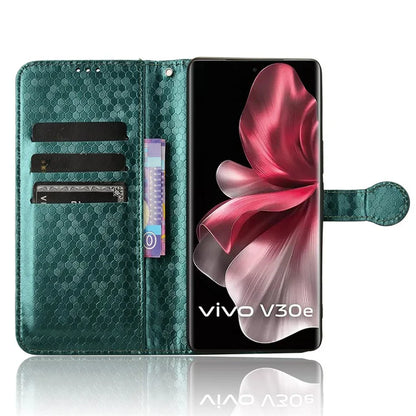 For vivo V30e 5G Case Shockproof Dot Imprinted PU Leather Flip Phone Wallet Cover